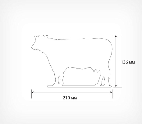 Меловая табличка «Корова» BB COW, схема, габариты