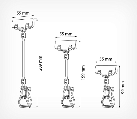 Универсальный ценникодержатель на прищепке с узким зажимом FX-CLAMP-SLIM, схема, габариты