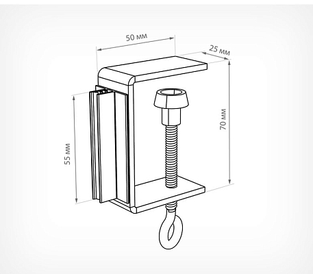 Струбцина с держателем вывесок SUPERGRIP CLAMP SGT-25, схема, габариты