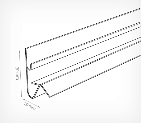 Профиль для создания угла наклона ANGLE-SUPPORT-U, схема, габариты