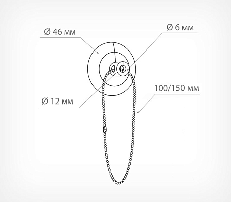 Присоска  с металлической шариковой цепочкой SC-BALL CHAIN, схема, габариты