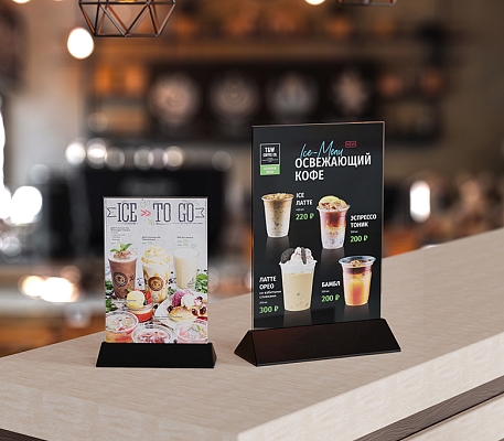 Подставка под меню с акриловым карманом COLOR MENU HOLDER, применение