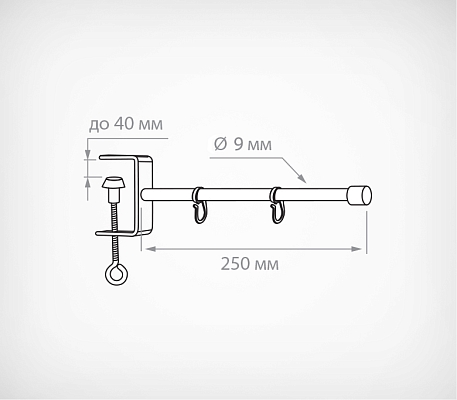 Держатель вывески с пластиковыми крючками CLAMP–TUBE-I-H, схема, габариты
